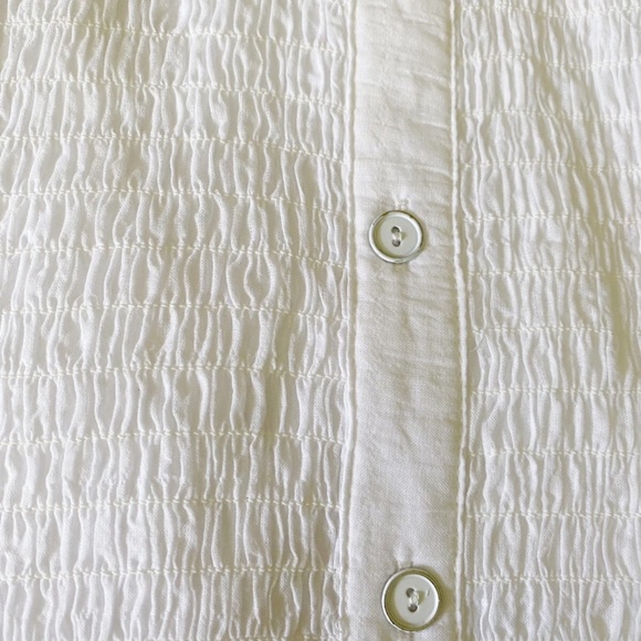 NWT Pilcro Anthropologie Smocked Corset Blouse White - Picture 8 of 8